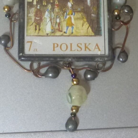 Vintage Polish "Miniatures from Behem's Codex" Stamp Brooch/Pendant - Picture 4 of 9